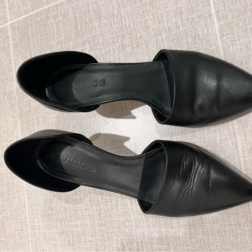 Vince Sleek Black Leather Clogs